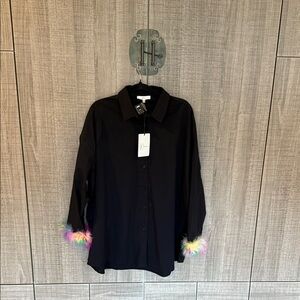 Faire Shirt Button Up With Rainbow‎ Cuffs